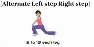 alternating forward stepping lunges to open up the hips